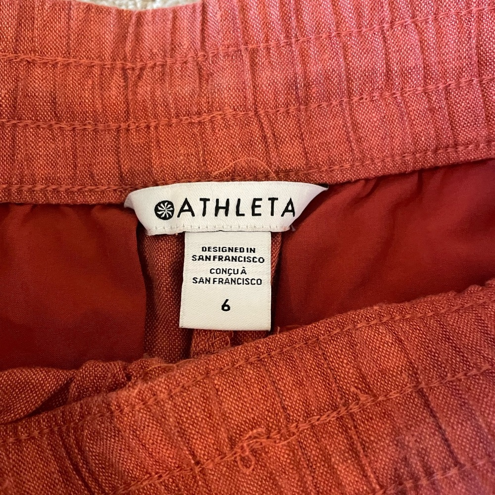 Athleta Retreat 100% Linen High Rise Wide Leg Pant,  Terracotta, Sz Small - Picture 5 of 16